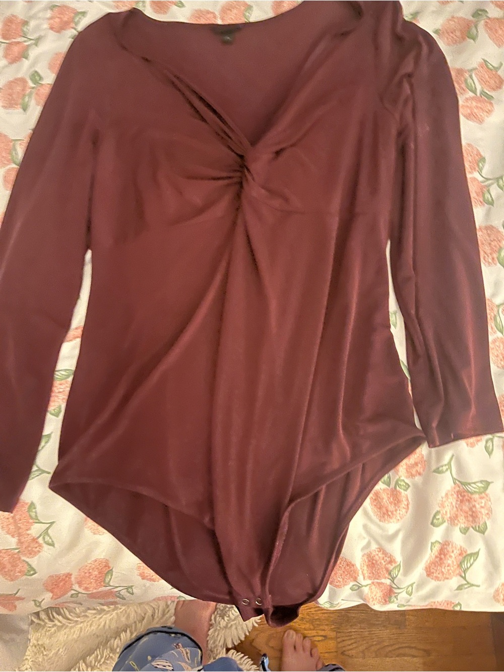 torrid Twist-Front Burgundy Long-Sleeve Bodysuit
